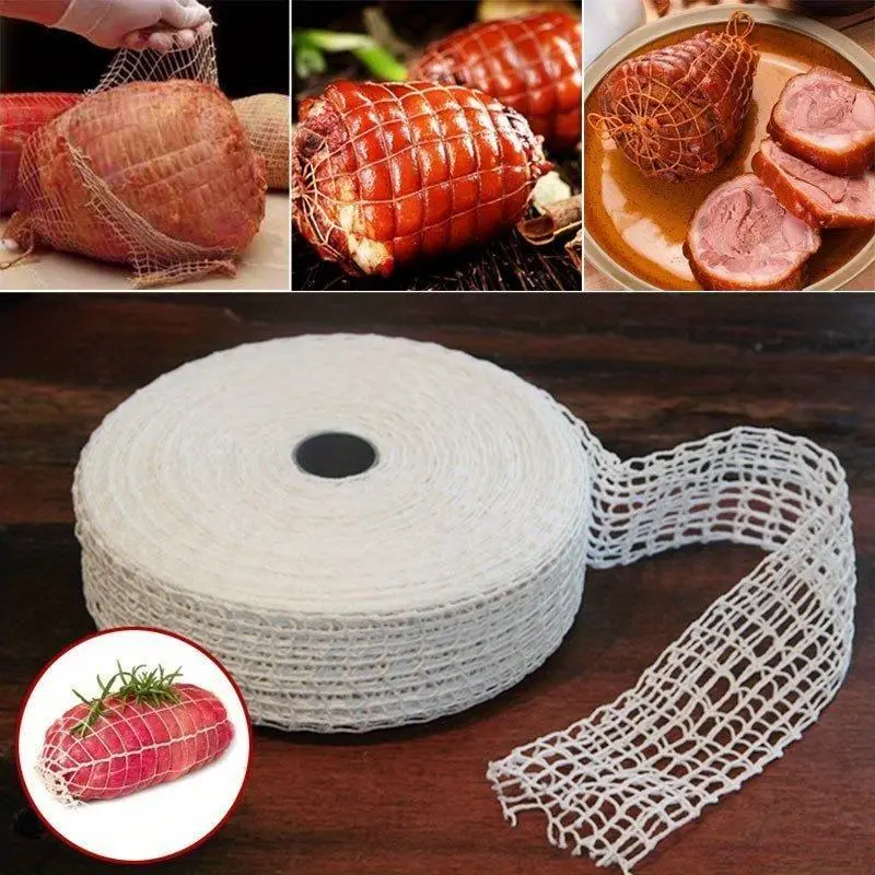 1pc, Meat Net, Meat Netting Roll, Beef Netting, Meat Net For Hot Dog, Ham Sausage, Kebab Net, Kitchen Household Elastic Beef Netting, Ham Sock Twine Smoked Meat Net For Meat Cooking Meat Sausage Making, Kitchen Accessaries