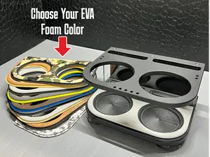 Boat Drink & Phone Holder: Black King STARBOARD Polymer, UNIQUE Eva Foam Detail, ACRYLIC divider, Suction Cup Mounted Boat Organizer Rv MADE IN OUR SHOP IN THE USA