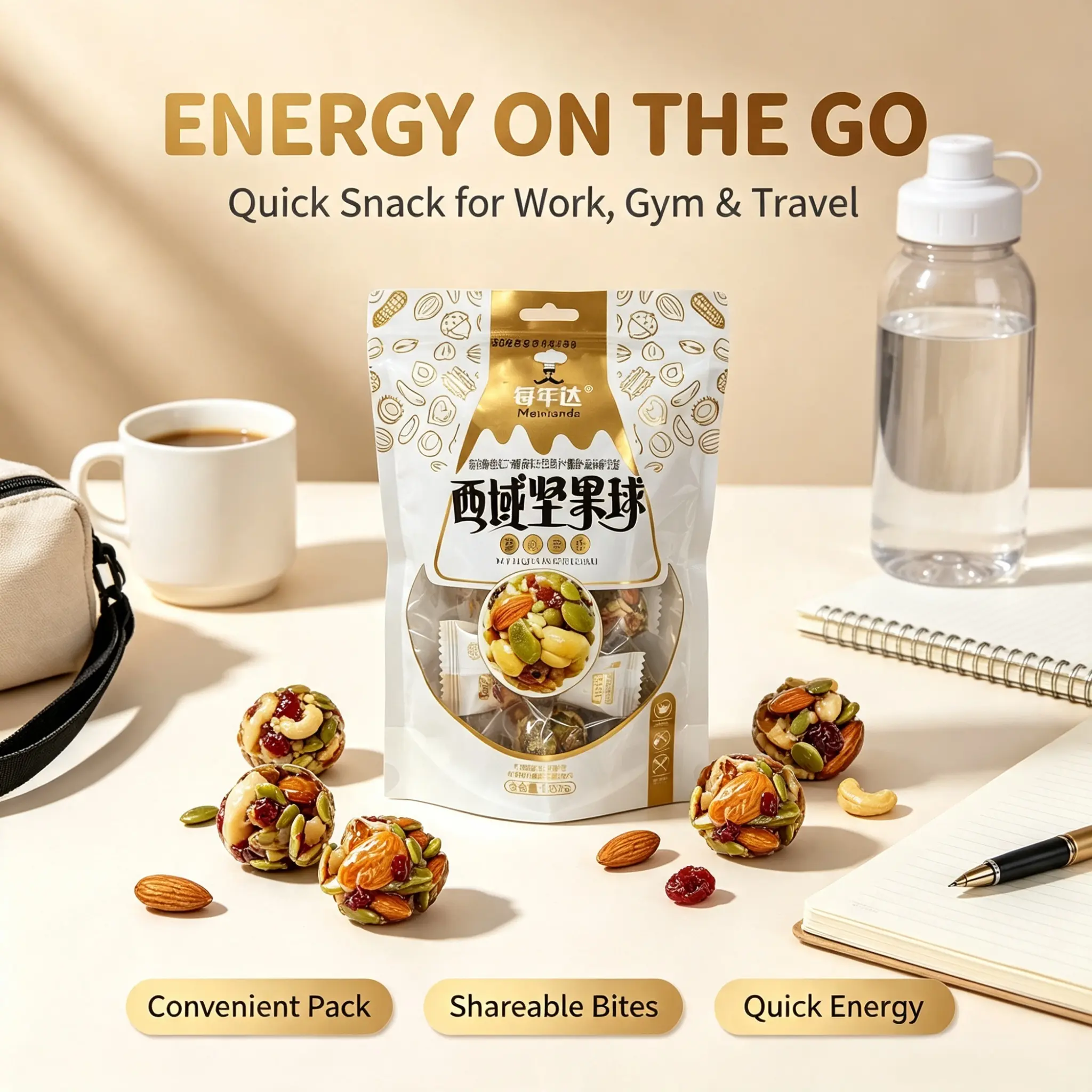 `Nut Energy Balls, Mixed Nuts and Cranberries, Sweet Crunchy Ready-to-Eat Snack for Movie Night, Parties and Everyday Enjoyment`