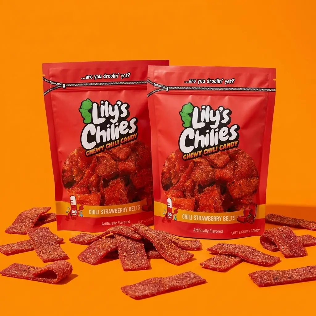 Chili Strawberry Belts (Two 4oz Bags), Chili Candy Snack Chili Strawberry Belts (Two 4oz Bags), Chili Candy Snack