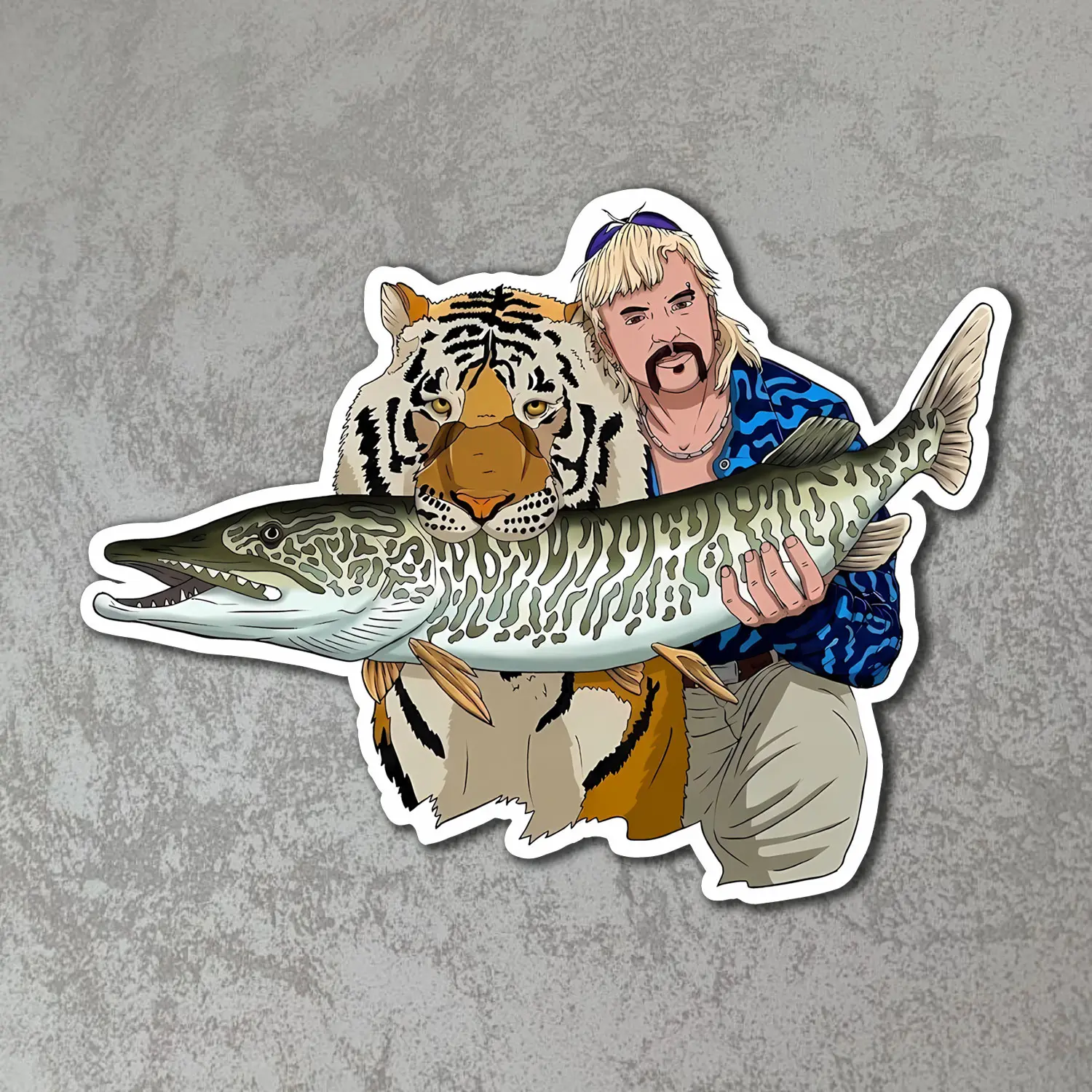 Tiger Muskie Fishing Vinyl Sticker, Waterproof Fish Decal, Freshwater Angler Art, Lake Fishing Gift, Laptop Tumbler Car Sticker