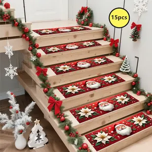 Non-Slip Stair Carpet,Christmas decorations Step Protection Carpet, Decorative Bordered Stair Mat for Home Decoration & Bedroom Accessories - Suitable for Indoor, Outdoor Stairs & Multiple Scenarios, Boho Runner Rug