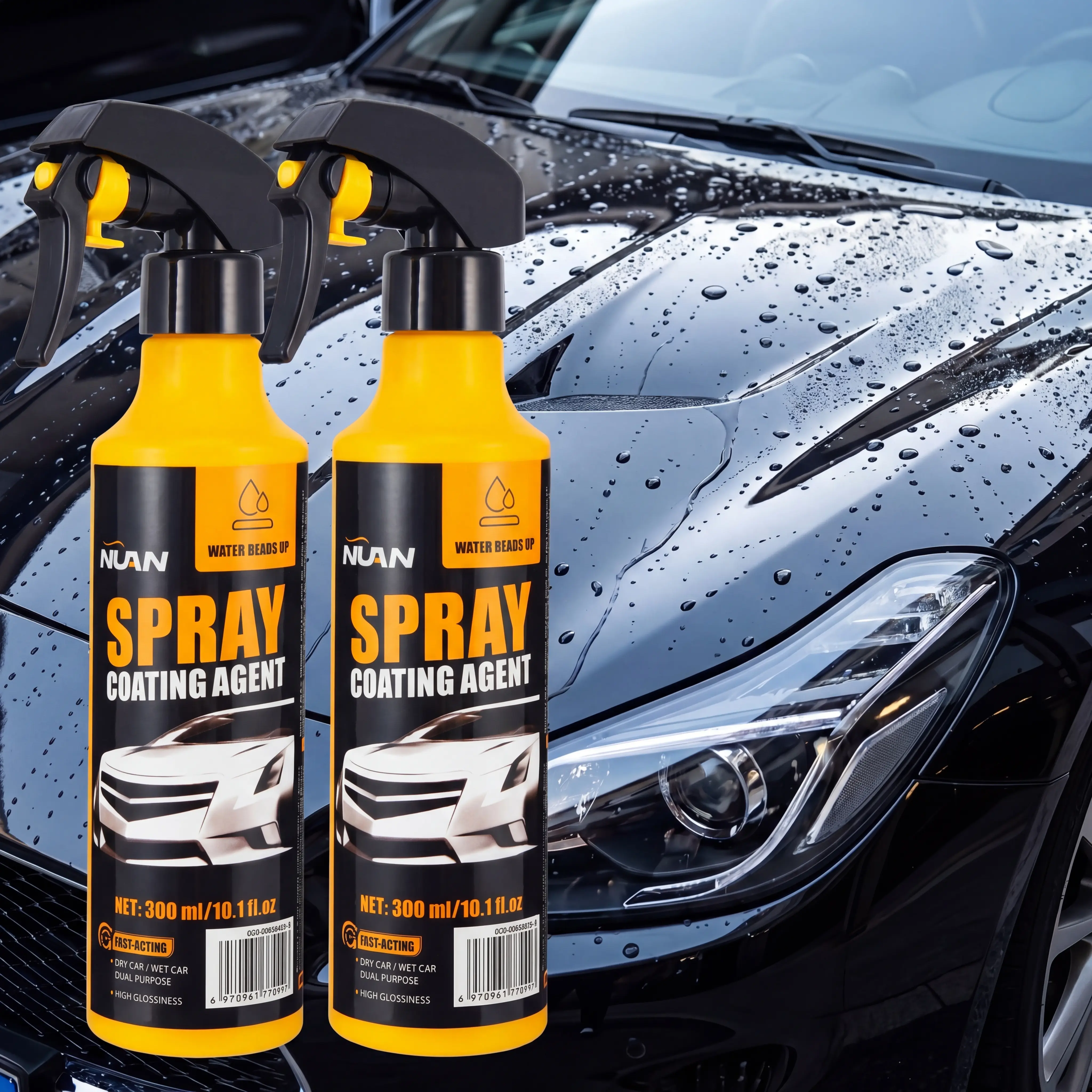 NUAN nano car coating spray - 300ml Fast-Acting Car Paint Polish & Sealant, Long-Lasting Hydrophobic Protection, Anti-Stain & Anti-Fading, Perfect for Daily Car Care