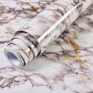 White Brown Marble Peel and Stick Wallpaper 15.7" x 78.7",  Removable Vinyl Covering Contact Paper for Countertops Kitchen Cabinet Desk Backsplash Shelf Liner Renter Friendly Decor