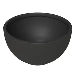 Grove Series Hemisphere Poly Clay Planter - Black 10.6" Dia, 5.9" High - Modern Durable Indoor/Outdoor Pot