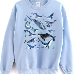 Whale Aesthetic Sweater - Trendy Ocean Crewneck Aesthetic, Whales Sweatshirt, Orca Whale Sweatshirt