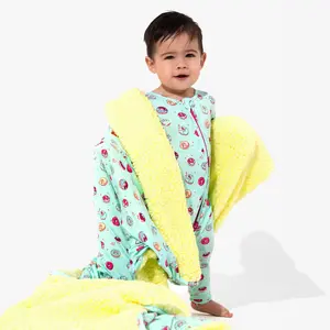 Blue Space Donut Bamboo Sherpa Blanket