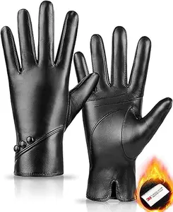 MAGILINK Genuine Sheepskin Leather Gloves for Women, Winter Warm Touchscreen Gloves Thinsulate Lined, Driving Motorcycle Gloves