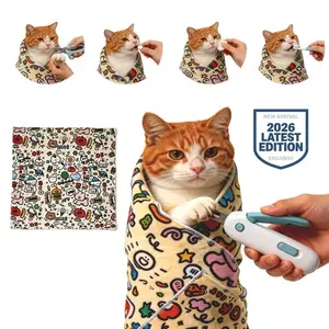 Cat Grooming Wrap for Nail Trimming & Bathing – Anti-Scratch Cat Burrito Blanket, Self-Adhesive Cat Restraint Wrap for Claw Care, Medication, Ear & Face Cleaning, Stress-Free Cat Swaddle for Grooming, Vet Visits, Travel & Pet Supplies