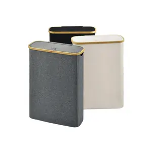 1 Piece 45L Solid Color Freestanding Integrated Foldable Laundry Basket with Lid, Corner Storage Hamper, Multifunctional Basket for Clothes, Toys and Sundries