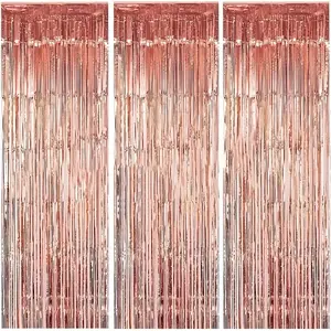 1pc Rose Golden Metallic Tassel Backdrop - Elegant Party Decoration for Weddings, Birthdays, Engagements & Celebrations, Perfect for Photo Booths, Bachelorette Parties & Festive Events, Wedding Decorations, Halloween Decorations, Christmas Decorations