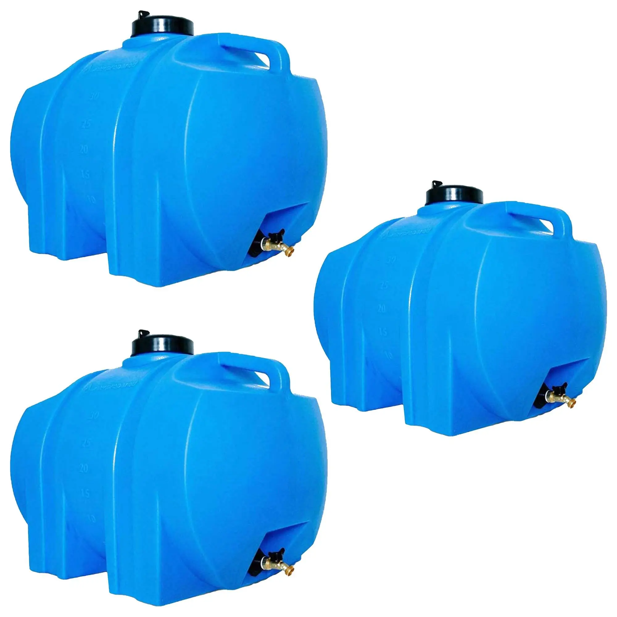 WaterPrepared 35 Gal Water Tank w/ Large Cap, Brass Spigot & Handles (3 Pack) WaterPrepared 35 Gal Water Tank w/ Large Cap, Brass Spigot & Handles (3 Pack)