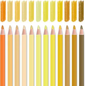 12 count Yellow Colored Pencils Set, Oil Based Drawing Pencils, Pre-sharpened Wooden Professional Sketch Pencil Art Supplies for Adults, Coloring Books, No Duplicates