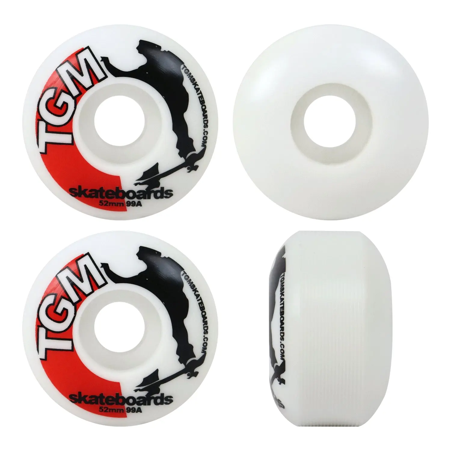 TGM Skateboard Wheels 52mm 99A White TGM Skateboard Wheels 52mm 99A White