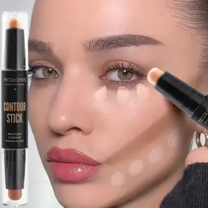 1PC Double-ended Multi-functional Contour Stick, Cream Texture, Silky, Easy To Color and Blend, Suitable for Three-dimensional Nose Bridge Shadow and V-face High Nose Bridge Makeup, Highlighter Stick, Effortless Bronzer