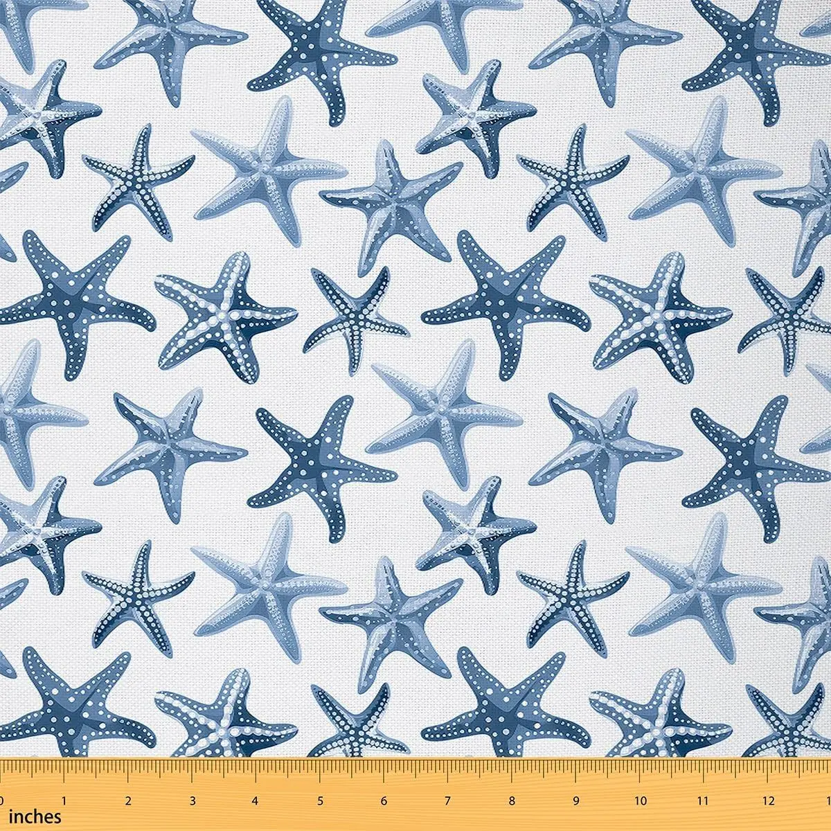 Feelyou Coastal Nautical Starfish & Seashell Print Polyester Fabric by the Yd - Waterproof, Printable Upholstery Fabric, DIY-Friendly for Home Decor, Outdoor Use, Bathroom Decor Ideas