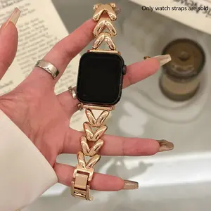 Luxury-Metal Watch Band (Band Only), Fashionable Watch Band, Wearable Accessories Compatible with Apple Watch Series, Watch Straps, Smart Watch Straps