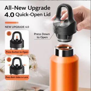 One-Handed Open Thermos 600ML with 4.0 Quick-Open Lid | 36H Cold & 18H Hot Insulated Stainless Steel Water Bottle, Leak-Proof Vacuum Flask for Car Driving, Office, Gym, Camping, Hiking & Outdoor Sports Portable Mug Bottled Tumbler Drinkware