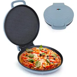 Pizza Maker 12 inch Pizzas Machine, Newly improved Cool-touch Handle Non-Stick plates Pizza oven & Calzone Maker, Electric Countertop Oven for Home or School, 12" Indoor Grill/Griddle, Teal