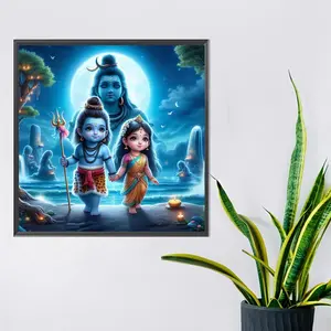 Radha Krishna Pattern DIY Diamond Arts Colorful Painting Kit without Frame, DIY 5D Diamond Arts Colorful Painting Kit, Wall Art Decor for Home Living Room Bedroom