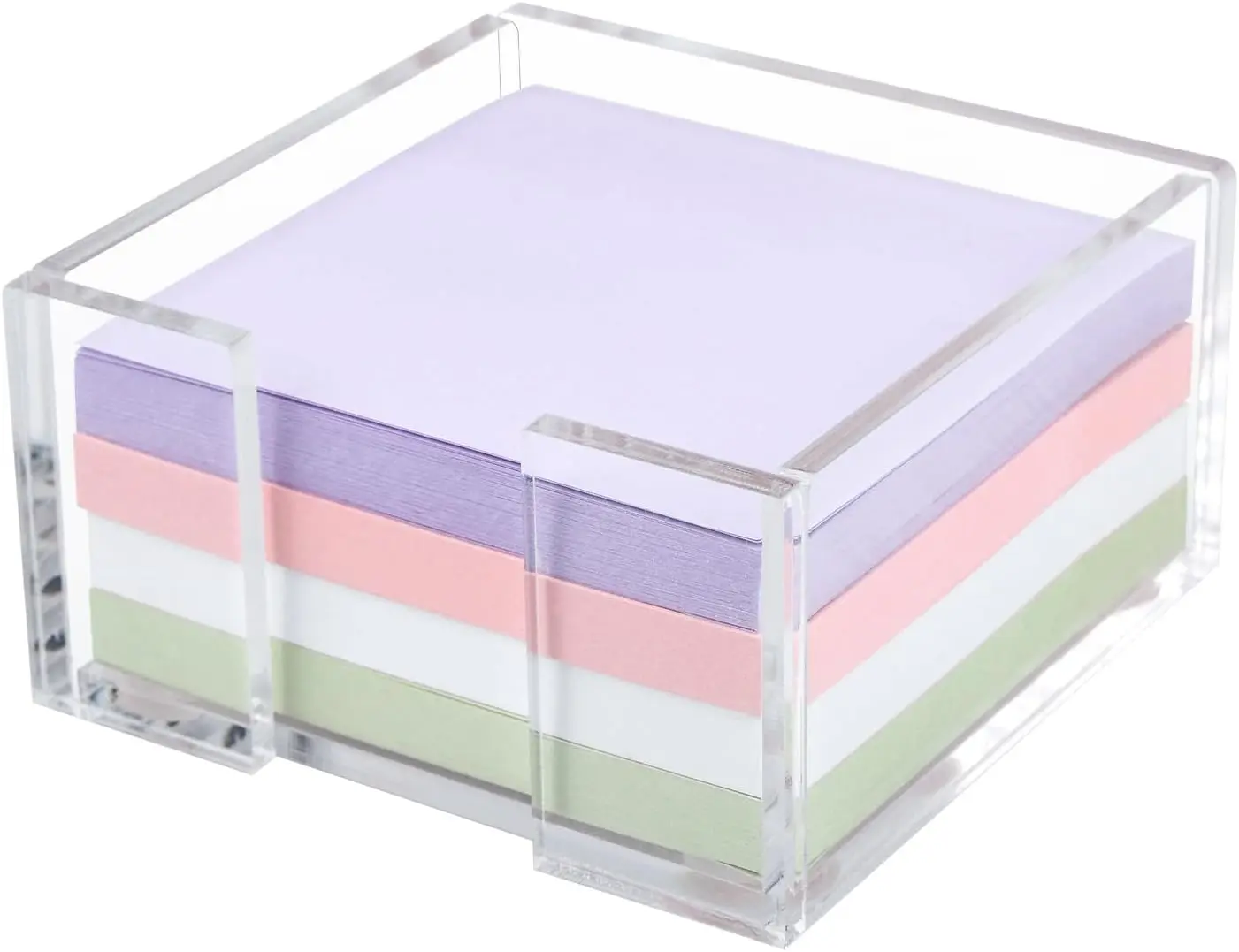 Acrylic Sticky Note Holder, 3 x 3 Crystal Clear Notepad Dispenser for Office and Dorm Room Organizer