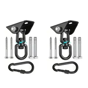 Stainless Steel Swing Hook with Screws & Expansion Bolts, 2 Counts 150-Degree Rotation Hook, Suitable for Yoga Swing, Chair, Sand Bag, Fitness Rope, Punching, Fly Sledding