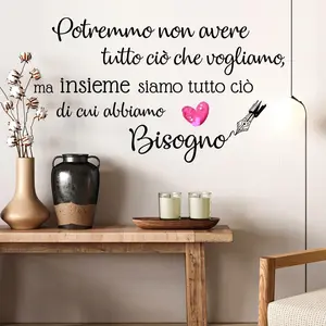 Italian Love Quotes Wall Stickers, Wall Decal, Wall Art Stickers, Self Adhesive Stickers, Decorative Wallpaper for Bedroom, Living Room, Home Decoration, Sticker Decorations, Easy to Apply, Durable Material