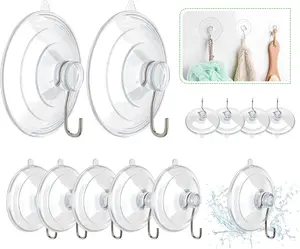 suction Cup Hooks, 12 Packs Combo Set Clear PVC Suction Cups with Metal Hooks Removable Suction Cups Kitchen Bathroom Shower Wall Window Glass Door