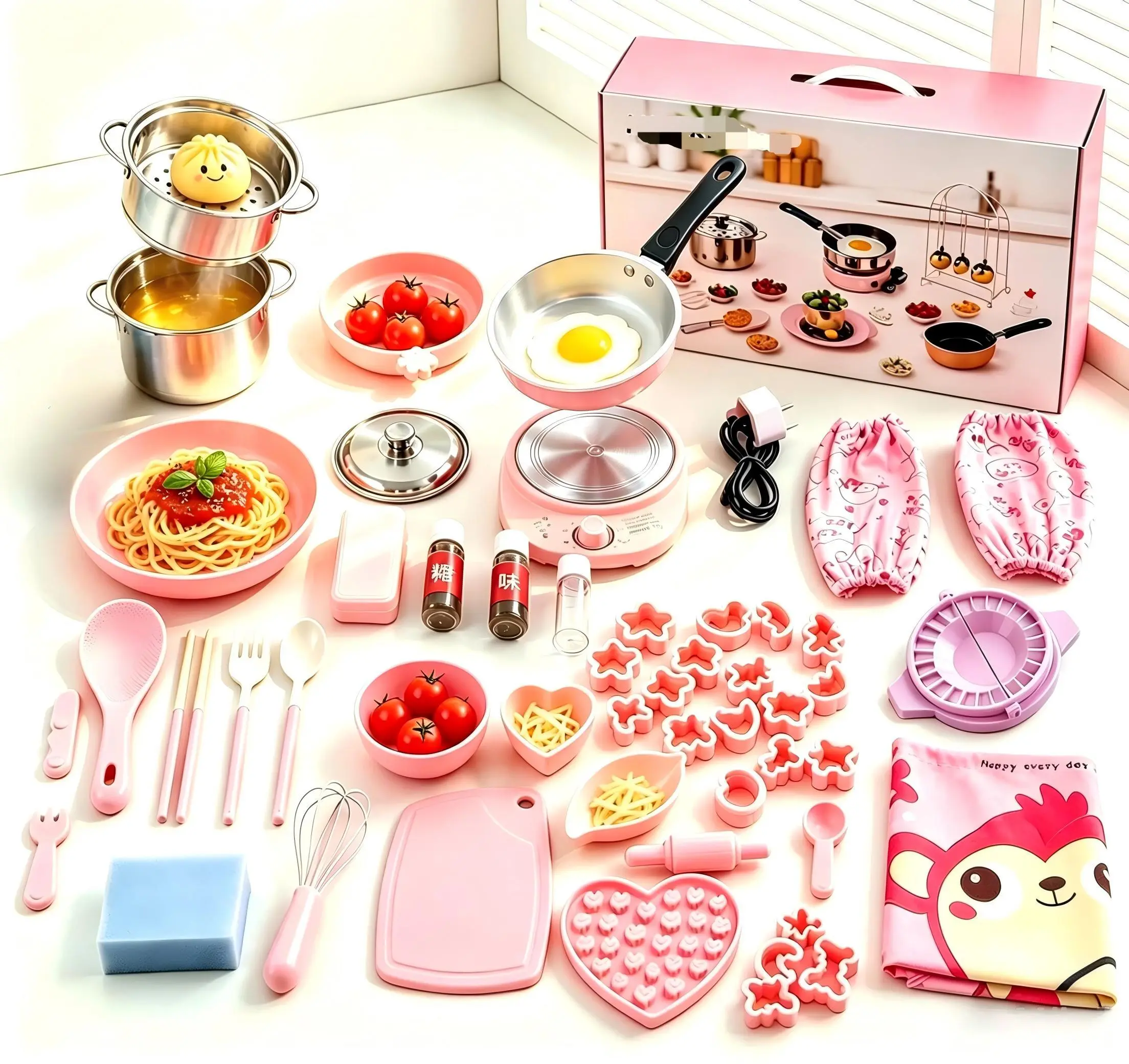 Kids Real Cooking Set - Montessori Safe Kitchen Tools, Mini Size Stainless Steel Pans, Play Kitchen Kit for Beginners Ages 8+ with Safety First Design
