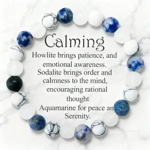 1PC Stone Beaded Bracelet – 8 mm Stretchy Crystal Bracelets for Men and Women, Fashion Accessory for Spiritual Healing & Energy Balancing Christmas Gift for Her