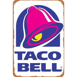 Taco Bell Logo Retro Industrial Metal Tin Sign - 12x8 in Home Kitchen Wall Art, Vintage Decorative Room Signage, Ideal Home Decor Gift