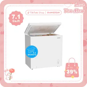 BANGSON 7.1 Cu.Ft Chest Freezer With Removable Basket, Deep Freezer with Adjustable Thermostat, Top Open Door Freezer with Removable Basket, Quiet Operation, Ideal for Kitchen/Apartment/Office, Gift Idea, Christmas Gift