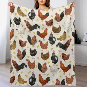 Chickens Soft Cozy Rooster Throw Blanket, Soft Comfortable Flannel Blanket for Couch, Sofa, Bed Travel and Camping Blanket Gifts