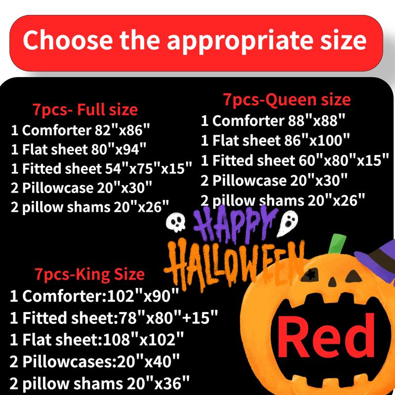 Cosybay 7-Piece Luxurious Comforter Set - Queen / King Size - Christmas pumpkin comforter set - Reversible down alternative duvet- Breathable & Lightweight - Perfect for All-Season Comfort - Includes Flat Sheet, Fitted Sheet, Pillowcases & Pillow Shams