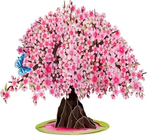 Paper Love Cherry Blossom Tree Oversized Pop Up Card with Keepsake 10x7 inch Detachable 3D Tree for Birthdays Anniversaries and More