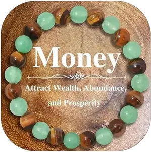 Crystal Money Attraction Bracelets Wealth for Women Green Jade Beaded Good Luck Bracelet Tiger Eye Trendy Birthday Jewelry Gifts for Friends