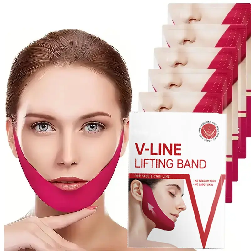 Korean V-Line Lifting Band Neck Mask - Collagen Hyaluronic Acid Mesh Sheet, Skin Firming & Toning Neck Care Treatment, Hydrating, Youth-Boosting, Anti-Aging for Sagging Complexion, All Types