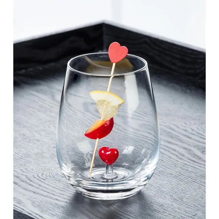 13071 NEW 2pk Romantic Red Heart Valentine's Day Wine Tumbler Drinking Glass