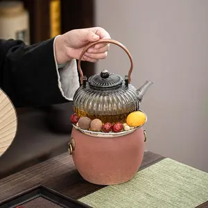 Tea Brewing Set, 1 Set Including Teapot & Iron Net & Ceramic Heating Stove, Tea Making Tool for Home Office Use, Tea Making Supplies, Kitchen Supplies