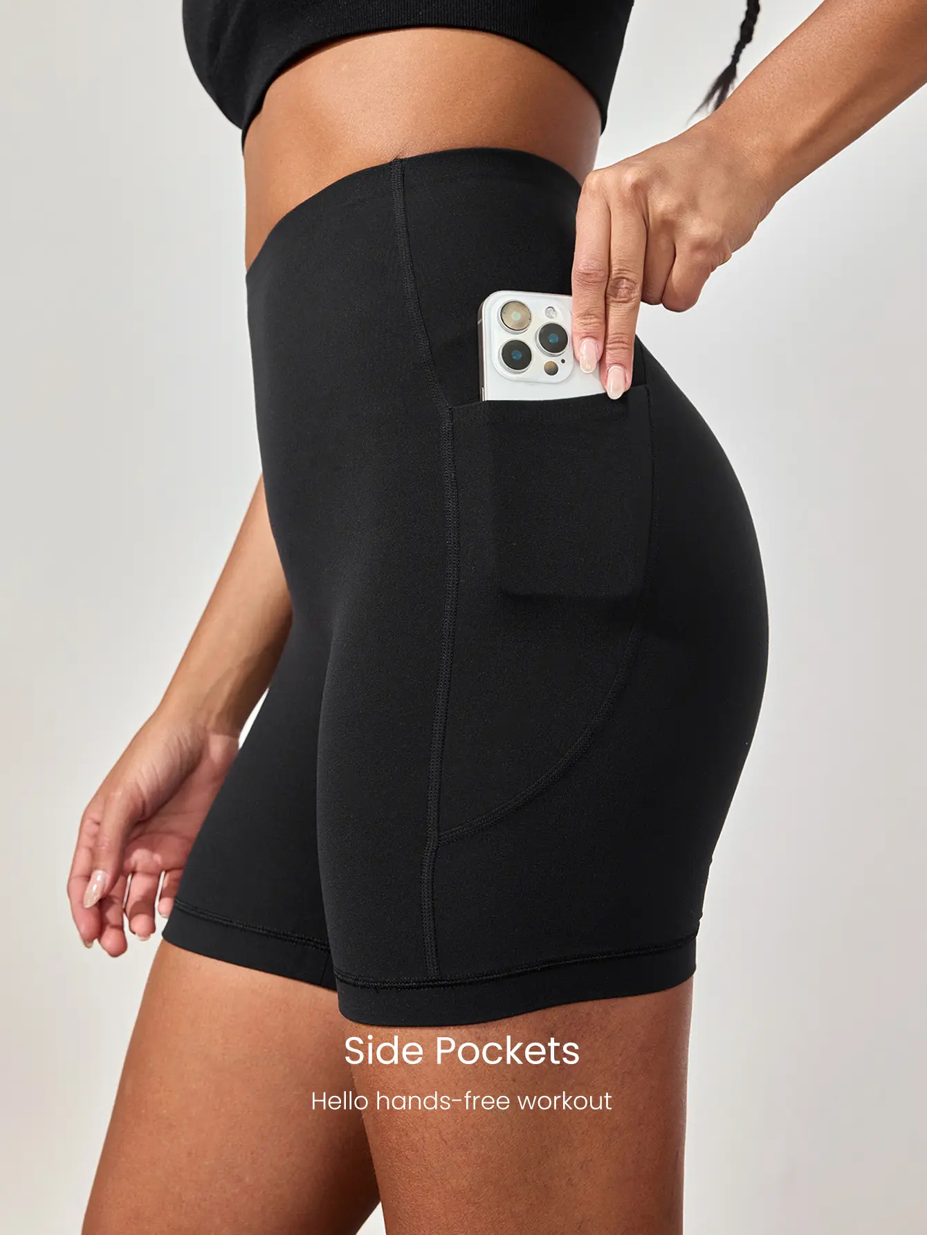 GLOWMODE 24' No Slip Biker Shorts with Tummy Control and Boning with Side Pockets