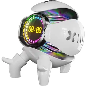 Portable Robot Bluetooth Speaker, 6W True Wireless Speaker with Alarm Clock RGB Lights Deep Bass Loud Stereo Sound Bluetooth 5.1 TWS Pairing Support TF Card AUX Input FM Radio for Party (White)