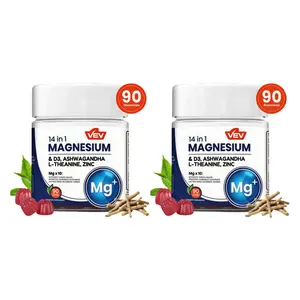 4P-VEV 14-in-1 Magnesium– with Ashwagandha, L-Theanine, Vitamin D3 & Zinc, 90 Gummies, Mothersdaygift Dietary Supplement Edible