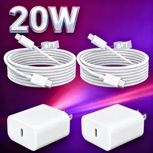 Fast Charger Set — 2 Sets of 10FT Type-C to Lightning Cables + TypeC-PD Wall Charger Blocks | Compatible with  14/13/12/11/13 Pro Max/12