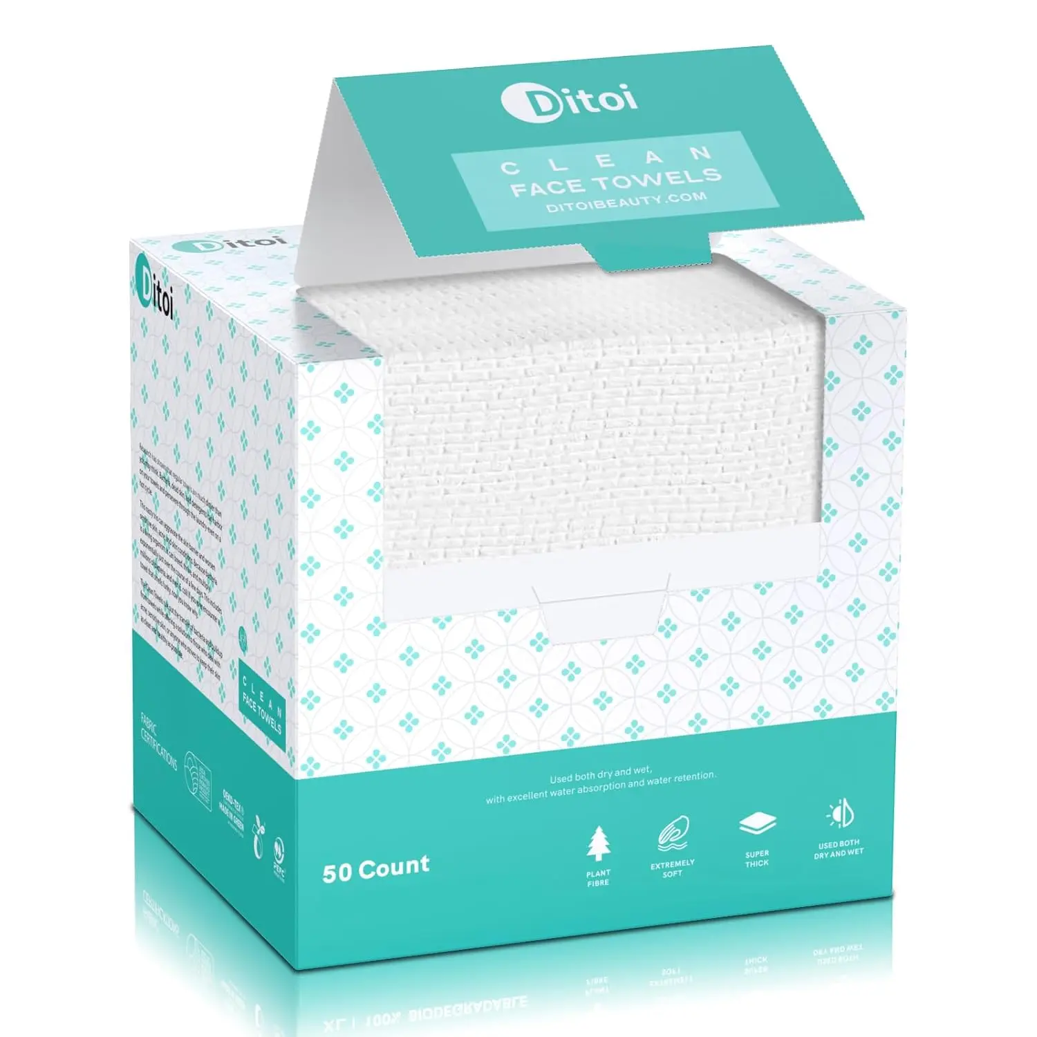 Face Towels, 10"*12" Disposable Face Towel, Face Towelettes XL, Ultra Soft Makeup Remover Dry Wipes, Thick Face Towel for Sensitive Skin, 50 Count (1 Pack)