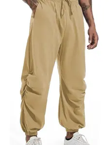 Men's Loose Fit Jogger Pants, American High Street Pleated Joggers, Casual Solid Color Sweatpants, All Seasons Wear, Natural Waist