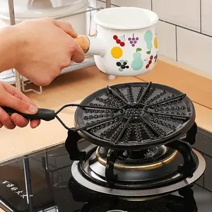 1pc Black, Iron Heat Diffuser Plate Uniform Conduction Heating Plate, Fire Suppressor Gas Stove Stew Ring Glass Cooktop Converter Coffee Milk