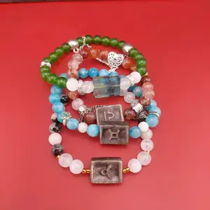 Zodiac Sign Bracelets - Blue Beads with Silver Chain & Symbol Charm Healing Stones Included for Zodiac Enthusiasts 8mm Beads 6mm-7mm Wrist Size Versatile Stylish