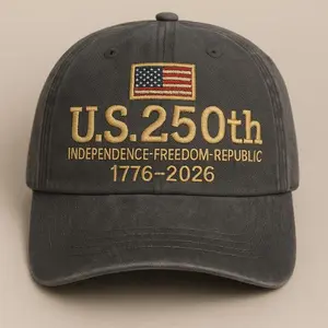 USA 250th Anniversary Cap – 1776–2026 Embroidered Hat with Flag, Classic Patriotic Gift, Independence Day Pride, Gift for Army FamiliesApparel