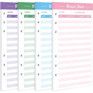 60pcs Expense Tracker Budget Sheets For A6 Budget Binder, 6-Holes Tracking Budget Sheets For Budget Planner