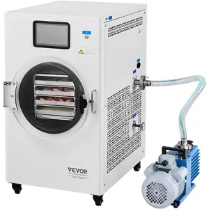 VEVOR Vacuum Freeze Dryer Machine, 8.8-13.2 LBS/Batch Food Freeze Drying Machine with 4-Layer Trays, Vacuum Pump, Adjustable Timer and Temperature Control, for Fruits Vegetables Meat, BlackVEVOR Super Brand Day
